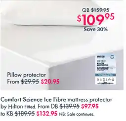 Pillow Talk Comfort Science Ice Fibre Mattress Protector by Hilton offer
