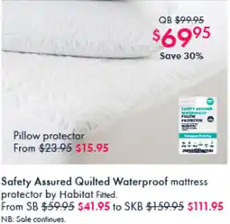 Pillow Talk Safety Assured Quilted Waterproof Mattress Protector by Habitat offer