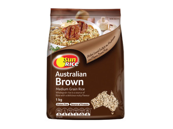 Foodland Sunrice white or brown medium grain rice 1kg offer