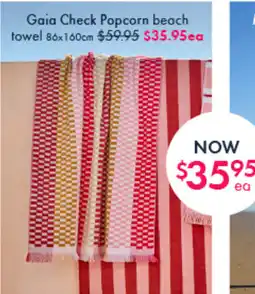 Pillow Talk Gaia Check Popcorn beach towel offer