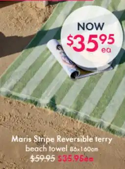 Pillow Talk Maris Stripe Reversible terry beach towel offer