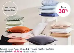Pillow Talk Sahara Linen Plain, Striped & Fringed Feather cushions offer