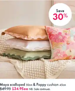 Pillow Talk Maya scalloped & Poppy cushion offer