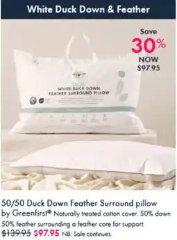 Pillow Talk 50/50 Duck Down Feather Surround pillow by Greenfirst offer