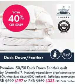 Pillow Talk Premium Duck Down Feather quilt offer