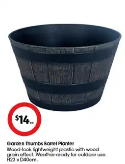 Coles Garden thumbs barrel planter offer
