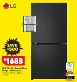 Harvey Norman Lg 530l slim french-door fridge - matte black. offer