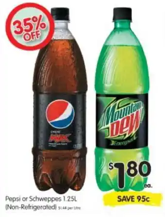 Spar Pepsi or Schweppes 1,25L offer