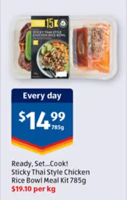 ALDI Sticky thai style chicken rice bowl meal kit offer