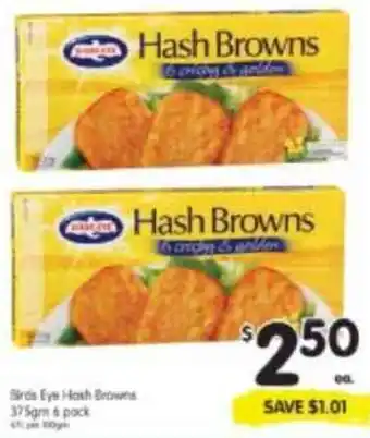 Birds Eye Hash Browns 375gm