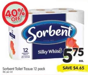 Spar Sorbent Toilet Tissue 12 Pack offer