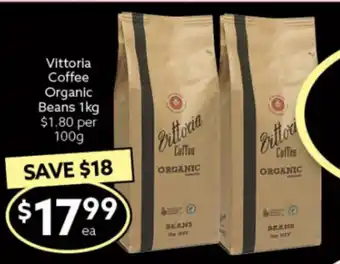Ritchies Vittoria Coffee Organic Beans 1kg offer