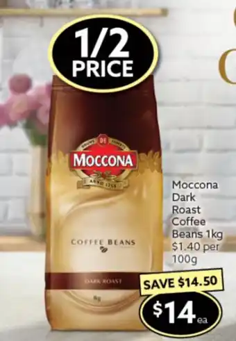 Ritchies Moccona Dark Roast Coffee Beans 1kg offer