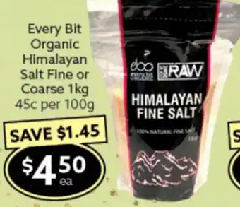 Every Bit Organic Himalayan Salt Fine or Coarse 1kg