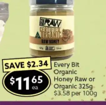 Every Bit Organic Honey Raw or Organic 325