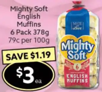 Mighty Soft English Muffins 6 Pack 378g