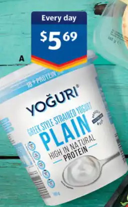 ALDI Yoğuri greek style strained yogurt plain offer