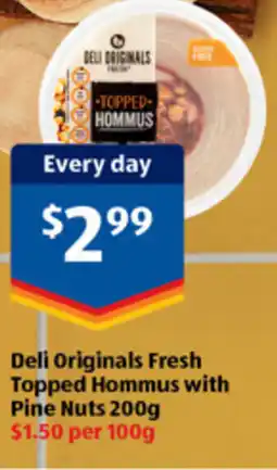 ALDI Deli originals fresh topped hommus with pine nuts offer