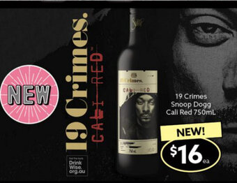 Ritchies 19 Crimes Snoop Dogg Cali Red 750ml offer