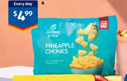 ALDI orchard & vine pineapple chunks offer