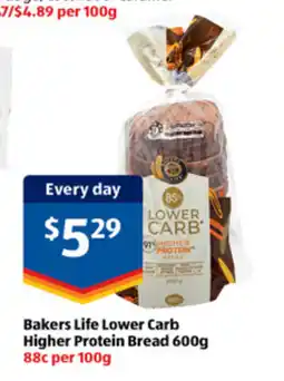 ALDI Bakers life lower carb higher protein bread offer