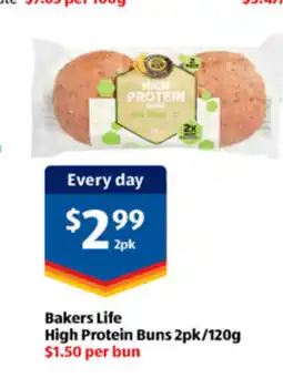 ALDI Bakers life high protein buns offer