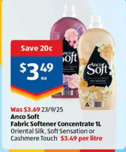 ALDI Ancor soft fabric softener concentrate offer