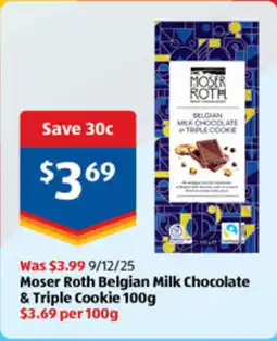 ALDI Moser roth belgian milk chocolate & triple cookie offer