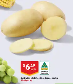 ALDI Australian white seedless grapes per kg offer