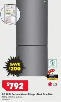 Harvey Norman Lg bottom mount fridge - dark graphite. offer