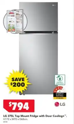 Harvey Norman Lg top mount fridge with door cooling+”. offer