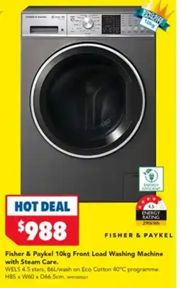 Harvey Norman Fisher & paykel front load washing machine with steam care. offer
