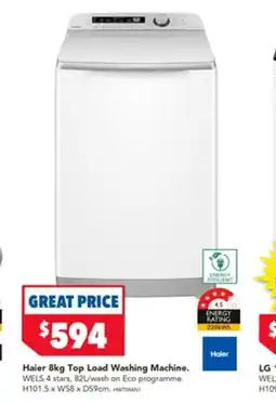 Harvey Norman Haier top load washing machine. offer