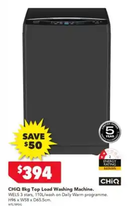 Harvey Norman Chiq top load washing machine. offer