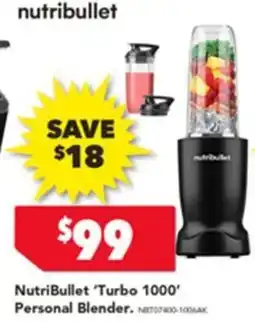 Harvey Norman Nutribullet 'turbo 1000′ personal blender. offer