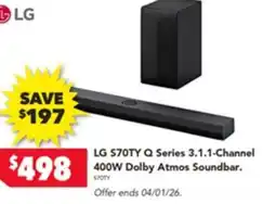 Harvey Norman Lg s70ty q series 3.1.1-channel dolby atmos soundbar. offer