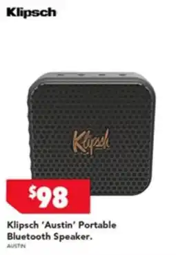 Harvey Norman Klipsch 'austin' portable bluetooth speaker. offer