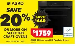 Harvey Norman Asko icon led pyrolytic oven. offer