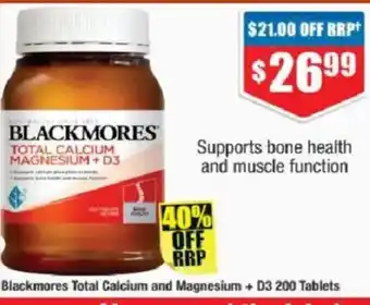 Chemist Warehouse Blackmores total calcium and magnesium+d3 offer