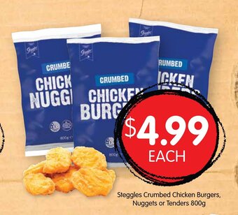 Spudshed Steggles Crumbed Chicken Burgers, Nuggets or Tenders 800g offer