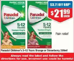 Chemist Warehouse Panadol children's 5-12 years orange or strawberry 200ml offer
