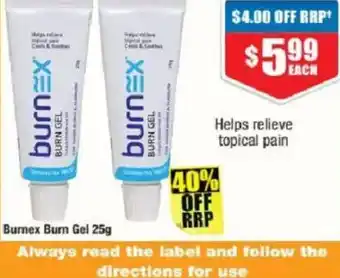 Chemist Warehouse Burnex burn gel offer