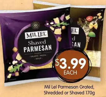 Mil Lel Parmesan Grated, Shredded or Shaved 170g