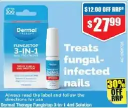 Chemist Warehouse Dermal therapy fungistop 3-in-1- solution offer