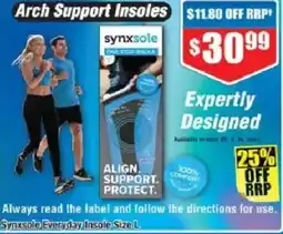 Chemist Warehouse Synxsole everyday insole size offer