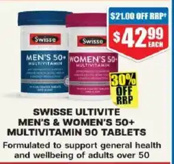 Chemist Warehouse Swisse ultivite men's & women's 50+ multivitamin offer