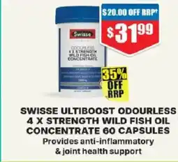 Chemist Warehouse Swisse ultiboost odourless 4 x strength wild fish oil concentrate offer