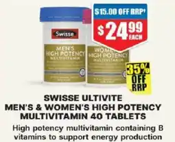Chemist Warehouse Swisse ultivite men's & women's high potency multivitamin offer