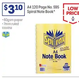 Officeworks A4 no. 595 spiral note book^ offer