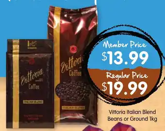 Spudshed Vittoria Italian Blend Beans or Ground 1kg Regular Price offer